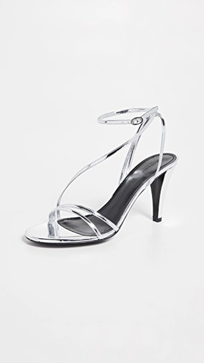 Isabel Marant Axee Snake-effect Metallic-leather Sandals In Silver