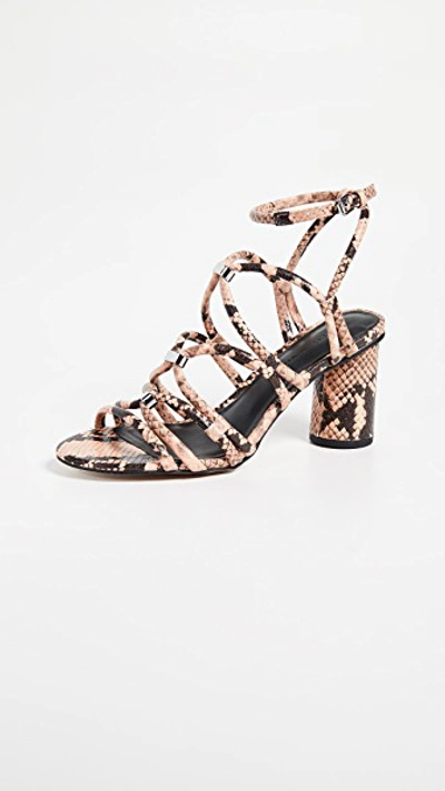 Rebecca Minkoff Apolline Too Embossed-snakeskin Leather Strappy Sandals In Rosewood