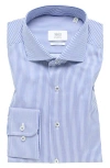 1863 By Eterna Banker Stripe Non-iron Cotton Twill Dress Shirt In Blue