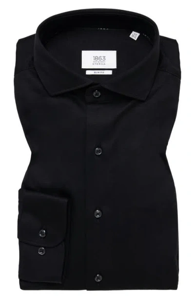 1863 By Eterna Jersey Slim Fit Dress Shirt In Black