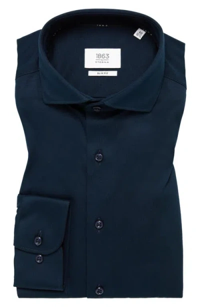 1863 By Eterna Jersey Slim Fit Dress Shirt In Blue