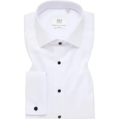1863 By Eterna Luxury Black Tie Slim Fit Dress Shirt In White