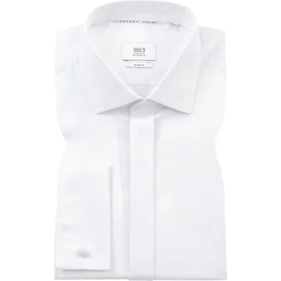 1863 By Eterna Luxury Covered Placket Non-iron Dress Shirt In White