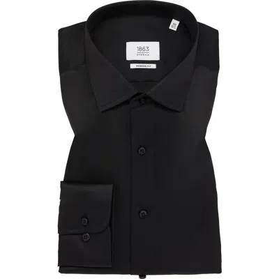 1863 By Eterna Luxury Modern Fit Non-iron Dress Shirt In Black
