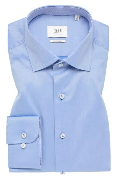1863 By Eterna Luxury Modern Fit Non-iron Dress Shirt In Blue