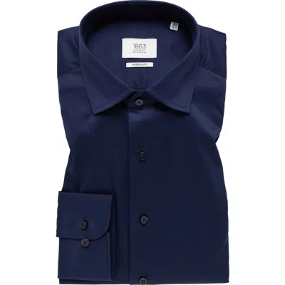 1863 By Eterna Luxury Modern Fit Non-iron Dress Shirt In Blue