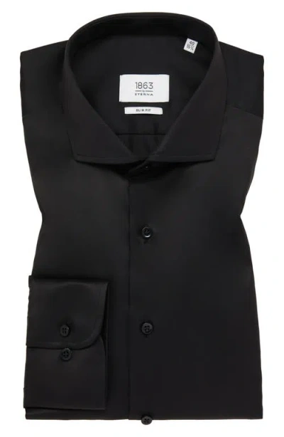1863 By Eterna Luxury Slim Fit Non-iron Dress Shirt In Black