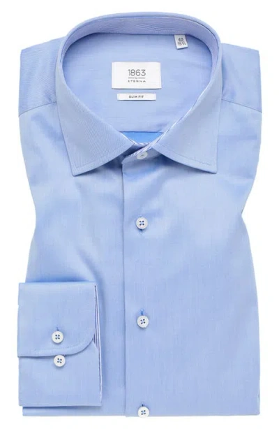 1863 By Eterna Luxury Slim Fit Non-iron Dress Shirt In Blue
