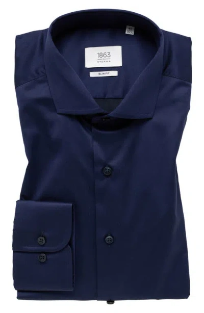 1863 By Eterna Luxury Slim Fit Non-iron Dress Shirt In Blue