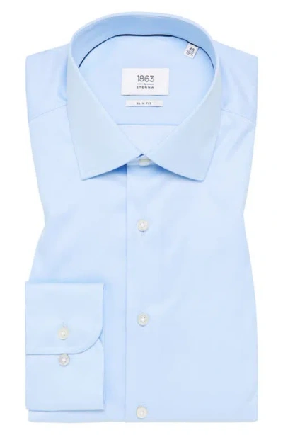 1863 By Eterna Luxury Slim Fit Non-iron Dress Shirt In Blue
