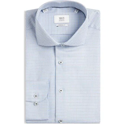 1863 By Eterna Modern Fit Check Non-iron Cotton Twill Dress Shirt In Blue