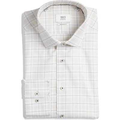 1863 By Eterna Modern Fit Check Non-iron Cotton Twill Dress Shirt In White