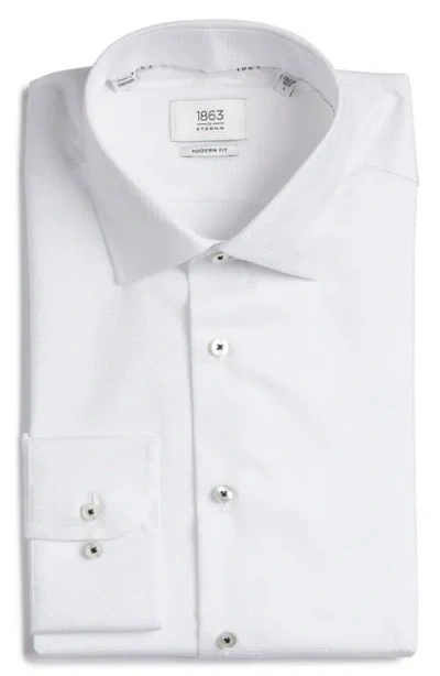1863 By Eterna Modern Fit Dot Pattern Non-iron Cotton Dobby Dress Shirt In White