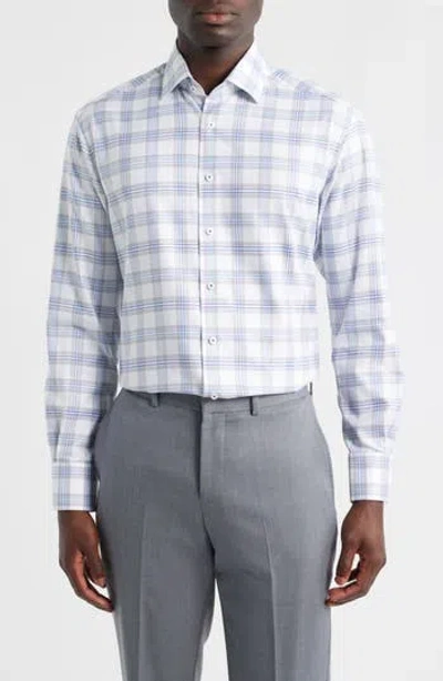1863 By Eterna Modern Fit Plaid Non-iron Cotton Dress Shirt In White