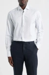 1863 By Eterna Modern Fit Print Non-iron Cotton Twill Dress Shirt In Multi