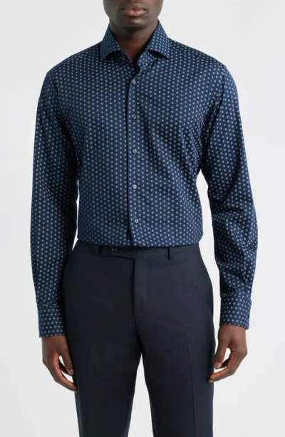 1863 By Eterna Modern Fit Print Non-iron Cotton Twill Dress Shirt In Multi
