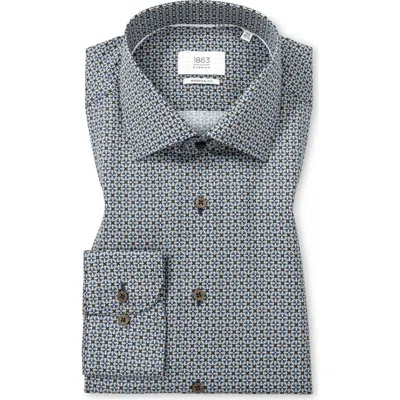 1863 By Eterna Modern Fit Printed Twill Shirt In Navy