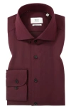 1863 By Eterna Slim Fit Solid Non-iron Cotton Dobby Dress Shirt In Red