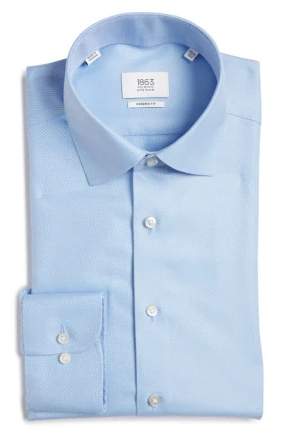 1863 By Eterna Modern Fit Solid Non-iron Royal Cotton Twill Dress Shirt In Blue