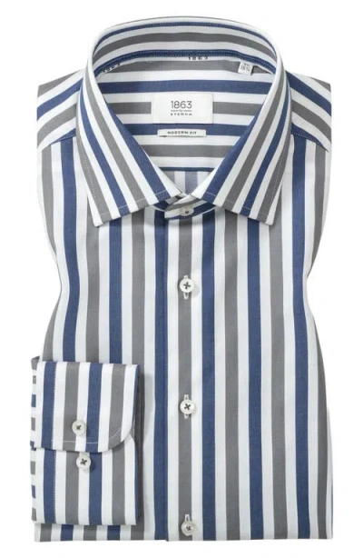 1863 By Eterna Modern Fit Stripe Non-iron Cotton Twill Dress Shirt In Multi
