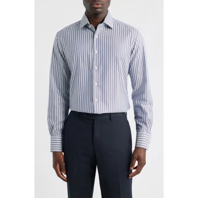 1863 By Eterna Modern Fit Stripe Non-iron Cotton Herringbone Dress Shirt In Animal Print