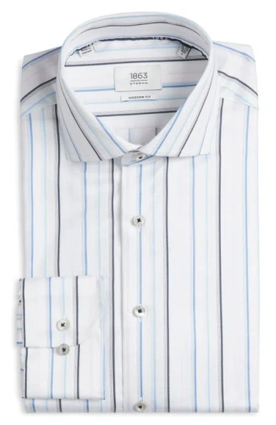 1863 By Eterna Modern Fit Stripe Non-iron Cotton Twill Dress Shirt In Multi