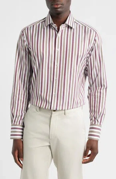 1863 By Eterna Modern Fit Stripe Non-iron Cotton Twill Dress Shirt In Multi