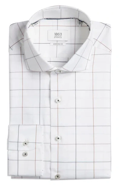 1863 By Eterna Modern Fit Windowpane Check Non-iron Cotton Twill Dress Shirt In Pattern