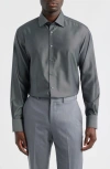 1863 By Eterna Royal Twill Modern Fit Solid Non-iron Cotton Dress Shirt In Gray