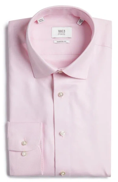 1863 By Eterna Royal Twill Modern Fit Solid Non-iron Cotton Dress Shirt In Pink