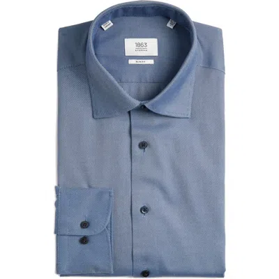 1863 By Eterna Royal Twill Slim Fit Solid Non-iron Cotton Dress Shirt In Blue