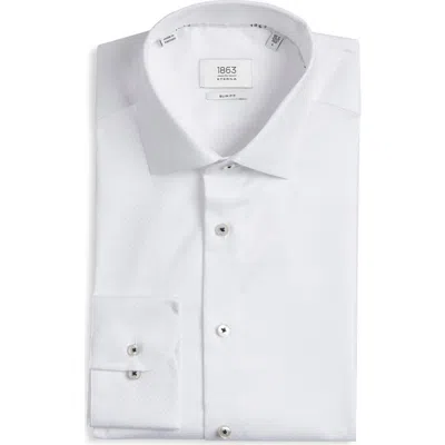 1863 By Eterna Slim Fit Dot Pattern Non-iron Cotton Dobby Dress Shirt In White