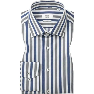 1863 By Eterna Slim Fit Stripe Non-iron Cotton Twill Dress Shirt In Multi