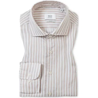 1863 By Eterna Slim Fit Stripe Non-iron Cotton & Linen Dress Shirt In Multi