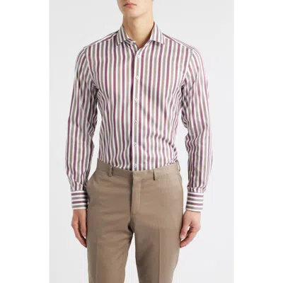 1863 By Eterna Slim Fit Stripe Non-iron Cotton Twill Dress Shirt In Multi