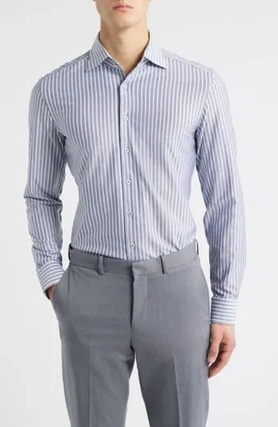 1863 By Eterna Slim Fit Stripe Non-iron Dress Shirt In Blue