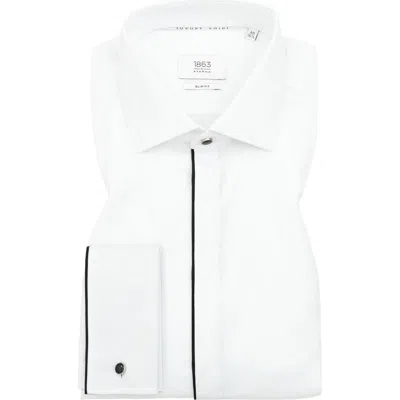 1863 By Eterna Slim Fit White Non-iron Cotton Twill Tuxedo Shirt