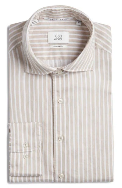 1863 By Eterna Soft Luxury Modern Fit Stripe Non-iron Dress Shirt In Multi