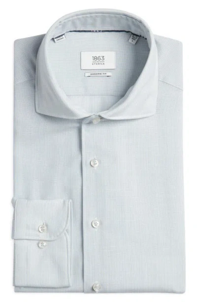 1863 By Eterna Soft Luxury Modern Fit Wool & Linen Non-iron Dress Shirt In Blue