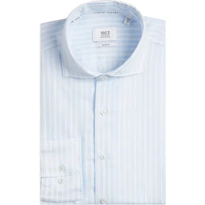 1863 By Eterna Soft Luxury Slim Fit Stripe Non-iron Dress Shirt In Blue
