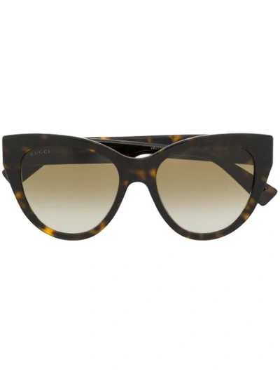Gucci Eyewear 超大款猫眼框太阳眼镜 - 棕色 In 002