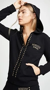 Moschino Studded Hoodie In Black