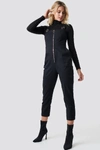 ANNA NOOSHIN X NA-KD Front Zip Detailed Jumpsuit Black