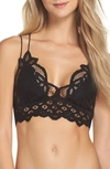 Free People Womens Black Adella Floral-embroidered Stretch-cotton Bralette Top S In Black