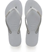 Havaianas Logo Flatform Flip Flops In Ice Grey