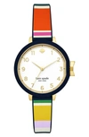 Kate Spade Park Row Silicone Strap Watch, 34mm In Green/ Pink/ White/ Gold