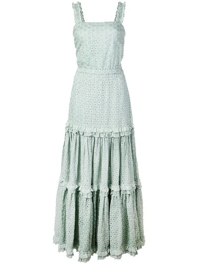 Alexis Milada Ruffled Broderie Anglaise Cotton Maxi Dress In Green