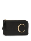 Chloé C-monogram Leather Card And Coin Purse In Black