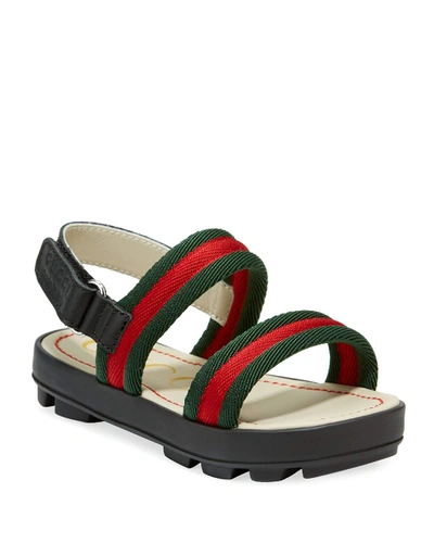 Gucci Sam Webbing And Leather Sandals In Black