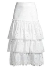 ALEXIS Faustine Tiered Lace-Eyelet Midi Skirt